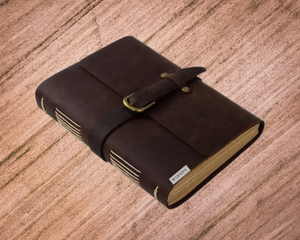 Buffalo <b>Leather</b> Handmade Journal Thread Notebook <b>Bound</b> Journal With Wood Free Cotton Rug White Paper <b>Leather</b> Retro Travel Diary - Product Image 2