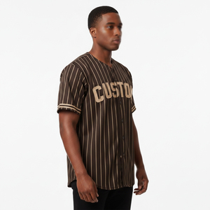 Camiseta de Béisbol Personalizada para Hombre, Logotipo Bordado, Diseño de Franjas Sublimadas, Ropa Deportiva Estampada, Camisetas de Béisbol Personalizables Baratas - Product Image 4