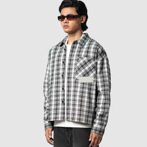 Blazer chemise en toile à carreaux surdimensionné pour homme, vente en gros, personnalisé, manches longues, coton, multicolore, fabrication OEM ODM en vrac - Product Image 3