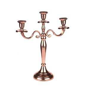 <b>Unique</b> design cast aluminum Rose Gold Embossed 5 Arm Candelabra metal Candle Holder Luxury Wedding Table Centerpiece custom size - Product Image 2