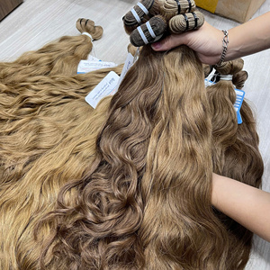 Extensions de cheveux humains vietnamiens ondulés marron de luxe, texture soyeuse et lisse, pointes épaisses et volumineuses, qualité supérieure, en stock - Product Image 4