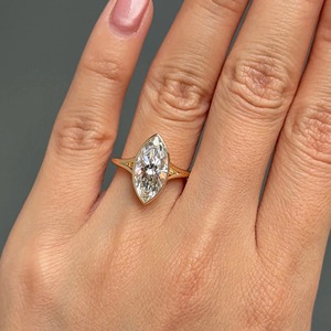Anillo de compromiso de diamante cultivado en laboratorio de 3 CT con corte marquesa y engaste solitario, anillo de diamante con corte marquesa, anillo de vástago dividido, certificado IGI, 14K - Product Image 5