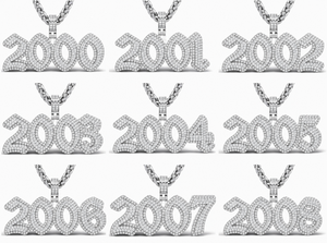 Premium 925 Silver 2004 Number Pendant Diamond Look CZ Personalized Year Necklace For Men Women - Product Image 4