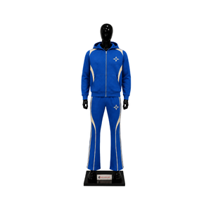 Conjunto Deportivo Azul Rey Personalizado para Hombre, Sudadera con Cremallera y Pantalones Acampanados, Dos Piezas, Paneles en Contraste, Ropa Deportiva Urbana, Venta al Por Mayor OEM - Product Image 1