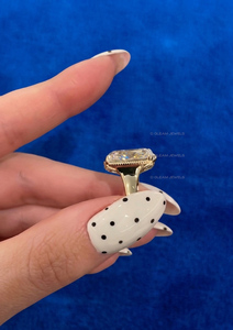 Anillo de Oro Amarillo de 14K con Diamantes Cultivados en Laboratorio, Corte Cojín, 55 Piedras, Certificado por IGI, Joyería Fina Étnica, para Boda, Compromiso o Fiesta - Product Image 5