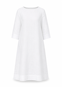 Wholesale Linen Cotton Women Midi <b>Dress</b> Eco Friendly <b>White</b> Simple Bohemian Party <b>Dress</b> Luxury Neck Sleeveless Cuffed Breathable - Product Image 1