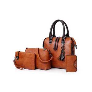 Ensemble de sacs à main vintage en cuir PU pour femme – Grand sac fourre-tout, sac bandoulière, pochette et portefeuille pour le quotidien et les voyages - Product Image 3