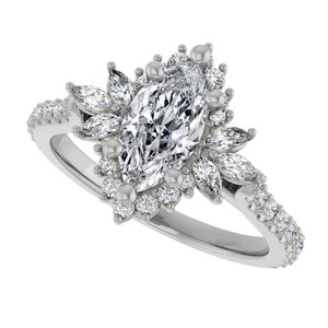 Anillo de Compromiso y Boda Clásico Hecho a Mano en Oro de 18K con Halo de Diamantes Cultivados en Laboratorio, Certificado IGI, para Mujer - Product Image 2