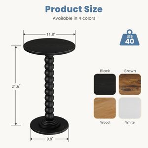 Tavolino Rotondo con Gambe in Legno Massello Multifunzionale per Bevande, Soggiorno, Camera da Letto - Comodino - Product Image 2