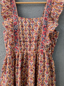 Vestido Estampado a Mano con Bloques, Estampado Floral, Hecho a Mano en India, Vestido de Algodón con Estampado de Bloques, Vestido de Capas para Mujer - Product Image 6