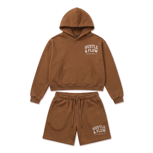 Ensemble sweat à capuche et short pour homme, style streetwear décontracté, imprimé écologique, prix de gros - Product Image 1