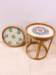 Plateau en rotin de nacre de qualité supérieure, plateau décoratif, plateau de service - Product Image 6