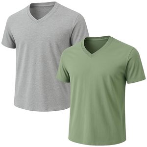 EVERGREEN Camiseta Casual de Punto, Algodón y Poliéster, Ecológica, de Secado Rápido, Unisex, Cuello en V, Manga Corta, Tres Colores Sólidos - Product Image 2