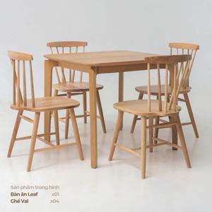 Ensemble de table à manger pliable moderne en bois massif, écologique et durable, 4 chaises, style scandinave, fournisseur de meubles de salle à manger en bois - Product Image 2