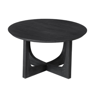 Modern Dining Room Furniture: Sturdy Black <b>Round</b> Teak Dining <b>Table</b> Suitable for both dining rooms and <b>gardens</b> - Product Image 1