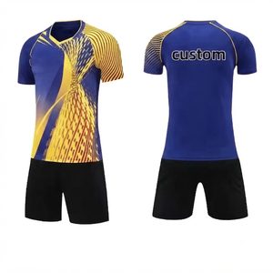 Conjunto de Camiseta de Fútbol Unisex Azul Personalizada de Moda 2026, 100% Poliéster, Transpirable, Absorbe la Humedad, Impresión Digital, Secado Rápido, Malla - Product Image 1