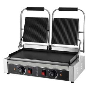 Commercial 3600W Électrique Panini Grill En Acier Inoxydable Double Sandwich Maker Contrôle De La Température 19x9 Plat Émail Plaque pour - Product Image 1