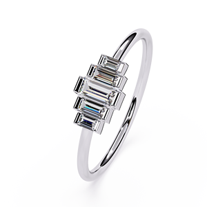 Anillo de Compromiso de Diamantes con Corte Baguette para Mujer, Platino, Estilo Clásico, Diamantes Naturales con Certificación GIA, Color D - Product Image 2