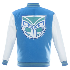 Veste universitaire bleue pour homme Dynasty avec logo brodé Warriors, col rabattable, fermeture éclair sur le devant, style décontracté - Product Image 2