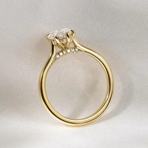 Anillo de compromiso de oro amarillo de 14K con moissanita marquesa de 1.77ct, halo oculto y banda de catedral con puente pavé, joyería fina, regalo para ella - Product Image 6