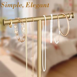 Organizador de Joyas Premium en Forma de T con Acabado Liso, Soporte para Collares y Pulseras, Base Redonda, Elegante y Ahorra Espacio - Product Image 4