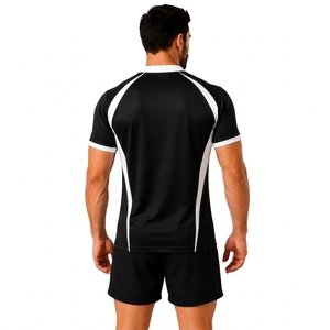 Maillot de rugby athlétique pour homme à manches courtes, maillot de sport pour l'entraînement, les matchs en extérieur, orange et noir - Product Image 2