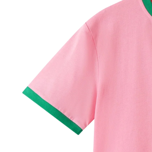 Camisa Henley Premium AKA Rosa Verde Blanco para Mujer, Casual, con Botones en el Cuello, Manga Corta, Prenda Premium - Product Image 4