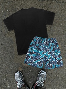 Ensemble de survêtement pour homme en coton tissé, t-shirt et short d'été, vêtements de sport, séchage rapide, anti-UV - Product Image 2