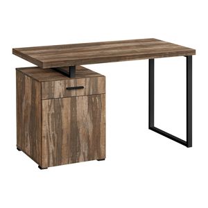 Scrivania per Computer Contemporanea da 48 Pollici per Ufficio Domestico con Cassetti di Stoccaggio Sinistro e Destro, Laminato Marrone e Metallo Nero - Product Image 2