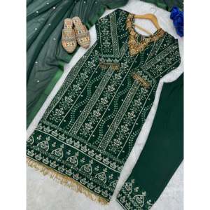 Magnifique ensemble haut et jupe traditionnel chinois pour les fêtes avec dupatta - Product Image 3