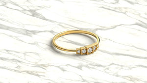 Élégante bague en or 18 carats avec diamants ronds gradués, fine alliance de mariage, bague d'anniversaire, bijou raffiné, cadeau pour femme - Product Image 3