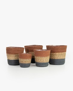 Panier de rangement en jonc de mer tricolore, écologique, tressé à la main, style vintage, pour la décoration de la maison, Kingcraftviet - Product Image 5