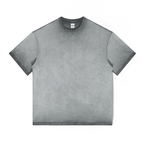 T-shirt Homme Oversize Effet Délavé Vintage Coton Lourd Coupe Ample Décontracté Streetwear Col Rond Qualité Supérieure Tissu Doux - Product Image 2