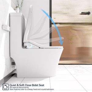 Smart Bidet <b>Toilet</b> <b>Seat</b> with Adjustable Heated <b>Seat</b> Water Temperature Pressure Automatic Nozzle Cleaning <b>Portable</b> Side Knob - Product Image 2