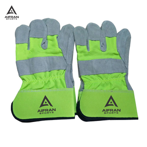 Gants de travail de sécurité AIFRAN en cuir de vachette fendu, orange haute visibilité, avec bande réfléchissante, ignifuges, vente en gros - Product Image 2
