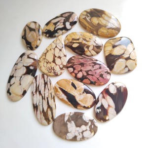 Perles Cabochon en Bois d'Arachide Naturel en Gros, Pierres Précieuses en Cristal, Pendentifs en Jaspe pour la Fabrication de Bijoux - Product Image 3