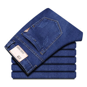 Jeans Casuales de Estilo Ajustado para Hombre, Personalizados, para Primavera y Otoño, Lavado Claro, con Estampado en Relieve, Cierre de Cremallera y Cintura Media, Suministro ODM - Product Image 1