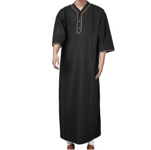 Thobe/Jubba pour homme de haute qualité, respirant, grande taille, léger, élégant, 100% coton, longueur cheville, manches longues, dernières tendances saoudiennes. - Product Image 1