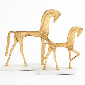 Escultura Decorativa de Caballo en Aluminio Chapado en Oro, Diseño Escandinavo, Hecha a Mano, Artística, para Mesa, Decoración del Hogar de Varias Piezas - Product Image 1