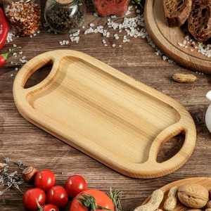 Plateau en bois massif durable fait à la main avec base plate, facile à nettoyer, style moderne, couleur et logo personnalisés pour la maison, le restaurant, ou comme cadeau. - Product Image 6