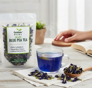 Sachets de thé biologique aux fleurs de pois papillon, boisson à base de plantes favorisant la relaxation, les bienfaits détoxifiants et une routine de style de vie sain - Product Image 1