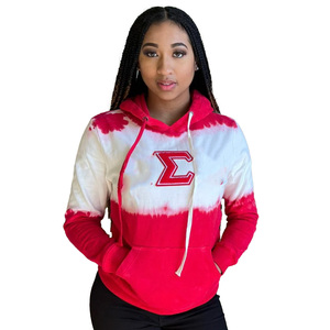Sudadera con capucha personalizada Delta Sorority Tie Dye, roja y blanca, con letras griegas, ropa al por mayor, fabricante de sudaderas OEM ODM - Product Image 2