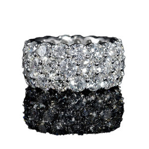 Bague de mariage pour femme en argent plaqué or, trois couches de zirconiums cubiques CZ de haute qualité, micro-pavé 5A, bijoux tendance et élégants - Product Image 1