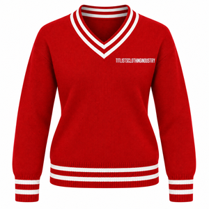 Pulls à col en V personnalisés avec logos pour les sororités/fraternités/écoles/collèges/universités, cardigans tricotés unisexes - Product Image 3