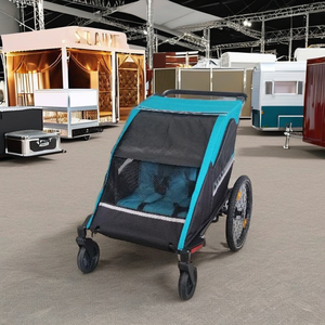 Remorque de vélo pour poussette double 3-en-1 avec cadre en aluminium et tissu résistant à l'eau, capacité de charge de 35 kg pour les aventures en plein air - Product Image 5