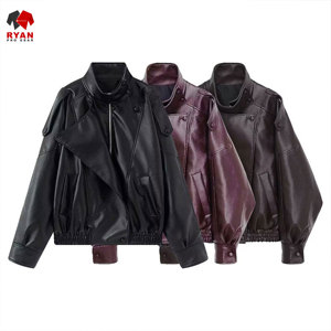 แจ็คเก็ตหนังผ้าเนื้อนุ่มสบาย ซิปปิดแบบสั่งทำพิเศษ ดีไซน์โดย Ryan Pro Gear พร้อมโลโก้สั่งทำพิเศษ สวมใส่สบายๆ - Product Image 5