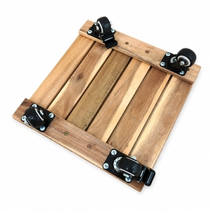 Macetero Cuadrado de Madera de Acacia de 12 Pulgadas, Estilo Moderno, con Ruedas, Acabado Glaseado, Nuevo Diseño, para Hogar y Jardín - Product Image 3