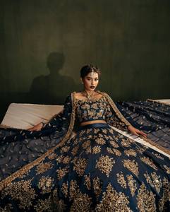 Blue Silk Zari Thread Sequence <b>Lehenga</b> Choli With Dupatta Floral Embroidered Wedding Outfit for <b>Women</b> - Product Image 6