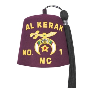 Shriners Burgundy Waterproof Wool Fez Cap with Silk Embroidery Premium Handmade Casual Fraternal Headwear - Product Image 2