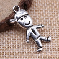 Breloque Garçon à Casquette Latérale 27x14mm en Alliage de Zinc Argent Vieilli pour Tirette de Fermeture Éclair de Sac à Dos